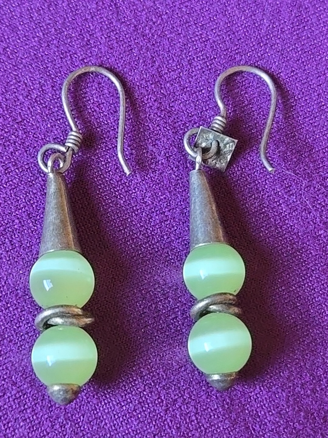 Art Deco 925 Sterling Silver Solid Jade "Crystal … - image 5