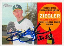 Brad Ziegler autographed baseball card 2009 Topps Heritage #325 Rookie Cup