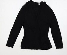 Minuet Womens Black V-Neck Viscose Blend Cardigan Size L - Open