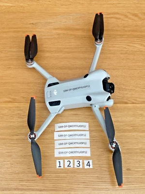 DJI Mini Pro 4 Operator ID Stickers. 4 Pack, plus bonus free battery stickers!