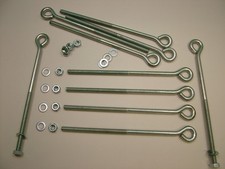 Folded Straining Eye Bolts With Nuts & Washers M8x200 pack 10, steel zinc plated