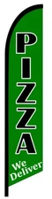 PIZZA DELIVER REGULAR or DOUBLE SIDED SWOOPER FEATHER FLAG BANNER GREEN 7844gr