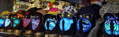 10 x LED Sound Aktivierte Rave Masken Restposten Halloween Blinkende Gesichtsmaske toSALE