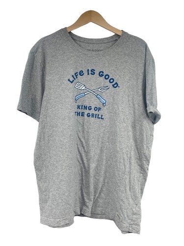 Life Is Good King Of The Grill Gray T Shirt Mens Large