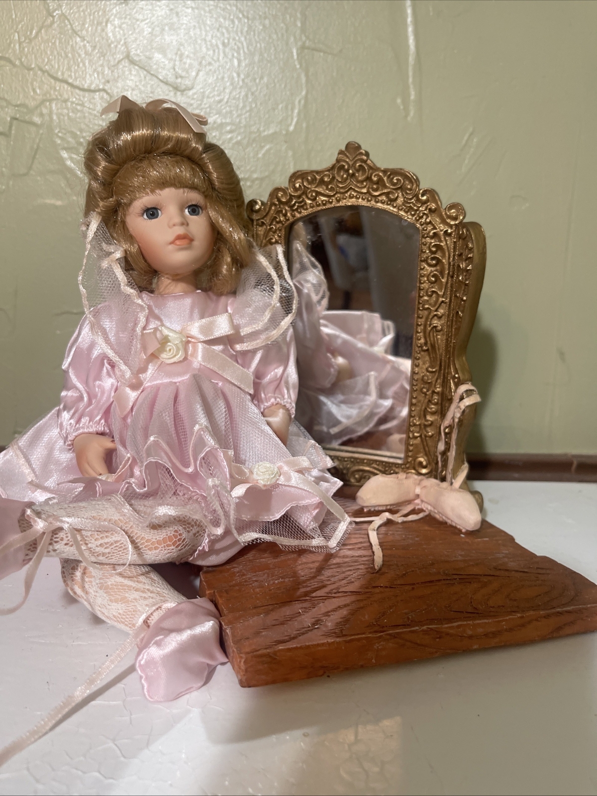 RARE! Ballerina Doll. 12”With Mirror Stand. Gift For Teacher Or Student.