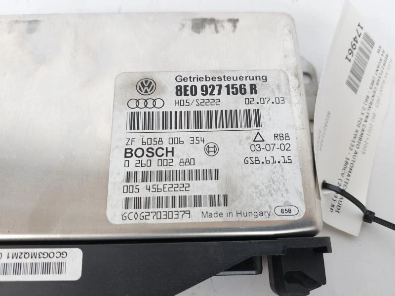 8E0927156R CENTRALINA CAMBIO AUTOMATICO AUDI A4 AVANT (8E5 - B6) 2.5 TDI KW132 - - Immagine 3 di 3