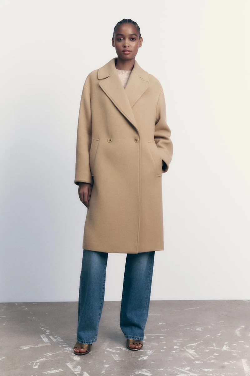 ZARA WOMEN NEW OVERSIZED WOOL COAT TAUPE SIZE S 2176 724 eBay