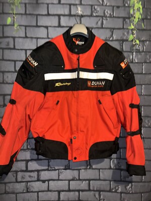 SZ XL Men's Duhan Motorcycle Jacket Racing Armored Protective Orange Black Pocke