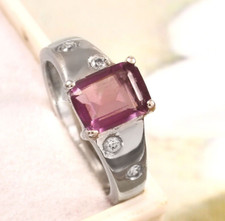 Amethyst Ring Emerald Cut Ring 925 Sterling Silver Birthday Gift For Her Dainty