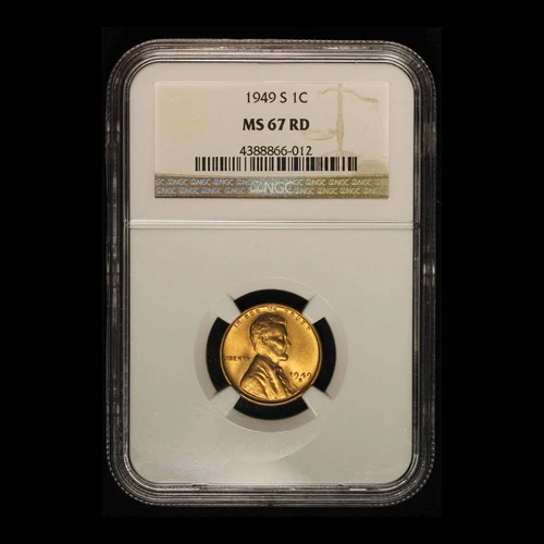 1949-S 1c Lincoln Wheat Cent NGC MS67 RD - Free Shipping USA