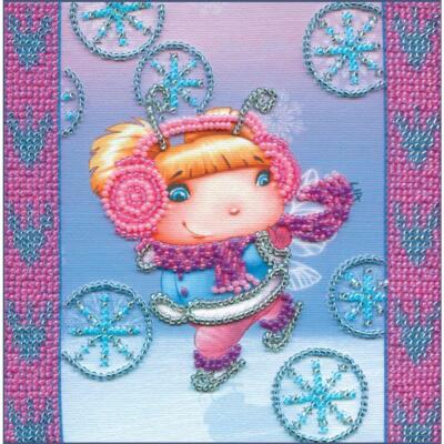 Abris Art Perlenstich Set ''Schneeengel'', bedruckt, 15x15cm