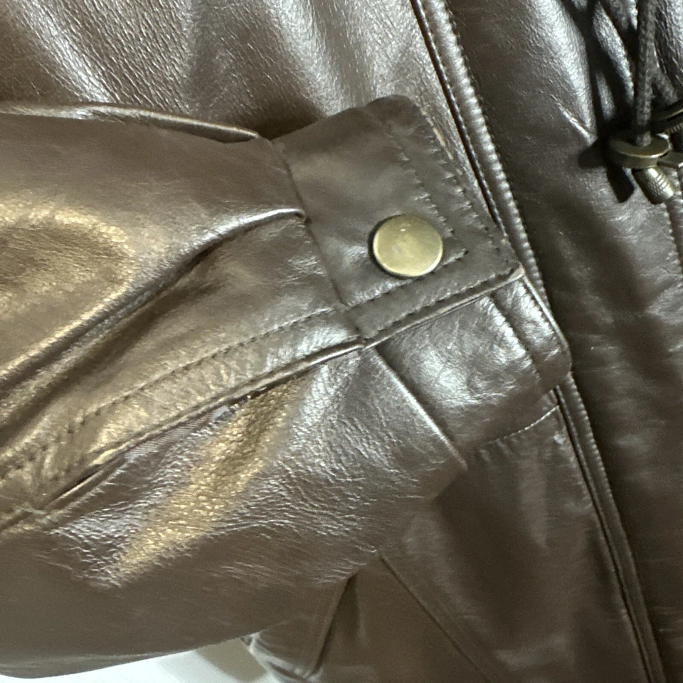 Chaqueta Abrigo FG Field Gear Para Hombres Marrón Cuero Genuino Piel Mapache Talla Pequeña Foto 3 de 4