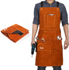 Leather Welding Work Apron with 6 Tool Pockets, Heat & Flame Resistant Apron, 24