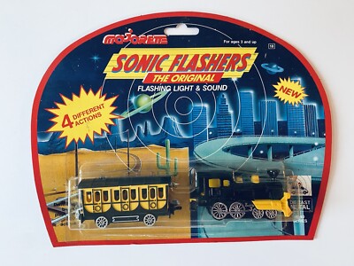 RARE! VINTAGE Majorette SONIC FLASHERS 2341 Yellow & Red Trains