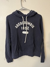 Abercrombie Fitch Sweater Womens Size Small Pullover Hoodie Spell Out AF Navy