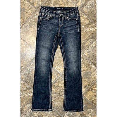 Miss Me Bootcut Jeans Women 26 Dark Wash Mid Rise Embroidered Flap Pocket