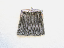 Antique silver mesh coin purse with floral frame
