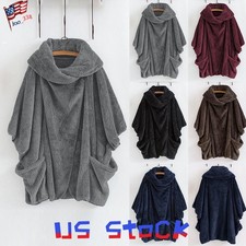 Womens Teddy Bear Fleece Hooded Jacket Fluffy Coat Winter Warm Overcoat Tops
