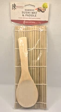 Helen's Asian Kitchen Natural Bamboo Sushi Mat & Paddle - NEW
