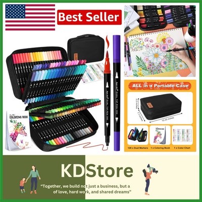 Non-Toxic 120 Color Brush Pens with Fine Tip - Ideal for Sketching & Coloring
