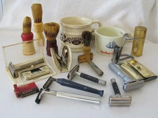 Vintage Gillette Razor Brush Blade Travel Set Solingen Shaving Mug LOT