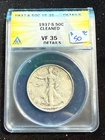 1937 S WALKING LIBERTY HALF DOLLAR ANACS VF 35 DETAILS CLEANED 469