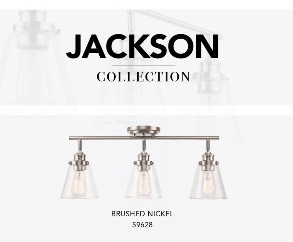 Globe 59628 Jackson 3-Light Track Lighting, Brushed Nickel, Clear Glass Shades - Imagem 3 de 4