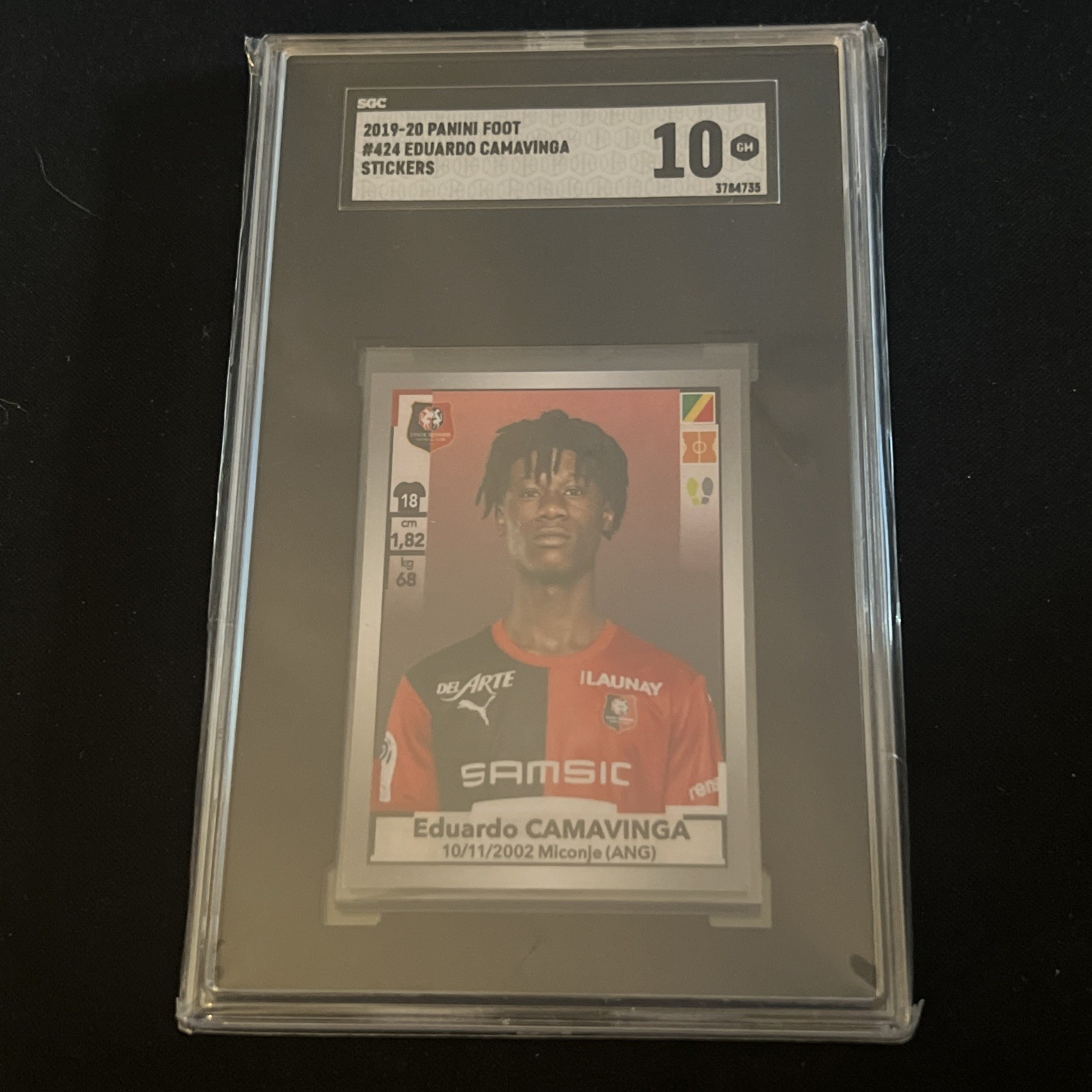 2019-20 Panini Foot Album Stickers Eduardo Camavinga #424 Rookie SGC 10 GEM MT