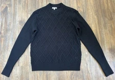 JW Anderson Uniqlo Diamond Stitched Crew Neck Sweater Wool Blend Black Men's M