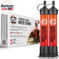 2 Pack Emergency Water Filter Straws 1800 Gallon Camping Survival Filters