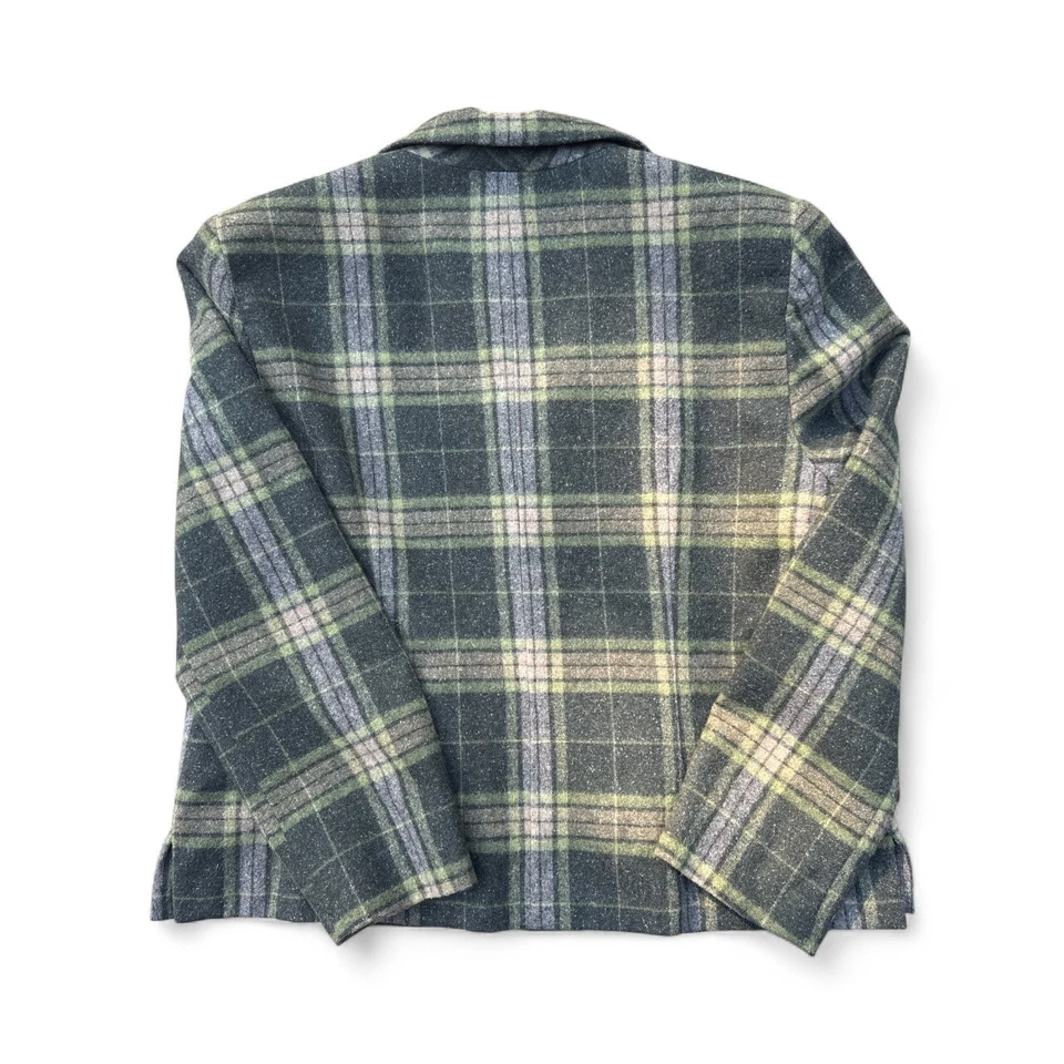 Chaqueta De Colección Norton McNaughton Mezcla de Lana A Cuadros Cremallera Verde Gris Talla 14 Forrada Foto 3 de 4