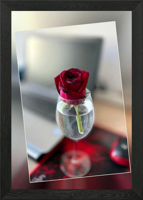 Dunkelrote Rose gerahmtes Wandbild Poster Leinwanddruck Bild