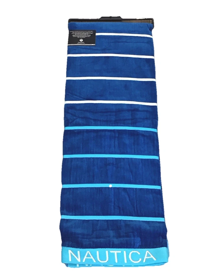 ¡NUEVO! Toalla de playa Nautica 36x72 de gran tamaño" tiras y logotipo multicolor grande 6 pies Foto 4 de 4