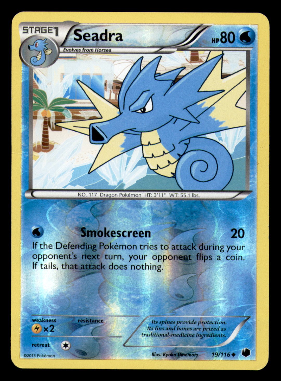 Seadra 19/116 Uncommon Plasma Freeze Pokemon Reverse Holo Heavily Played