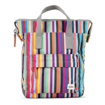 Roka Bantry B Small Recycled Canvas Weather Resistant Backpack Bag Multi Stripe