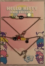 Sanrio Hello Kitty  Friends BFF Adjustable Bracelet Set Silver Multicolor