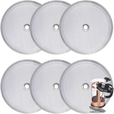 6 Pieces Attsky French Press Filter, 4 Inch Stainless Steel Mesh Screen and Repl