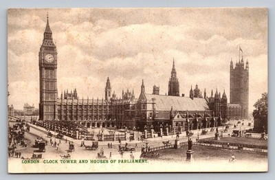 POSTKARTE - LONDON - UHRTURM UND PARLAMENTSHÄUSER - UNBESPIELT - VOR DEM 1.WK