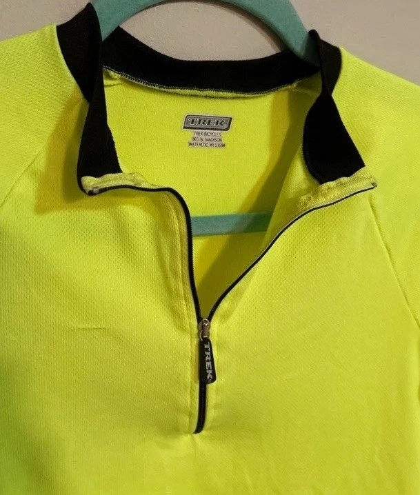 Camisa de manga curta feminina TREK amarela neon 1/4 zíper ciclismo academia corrida - Imagem 4 de 4