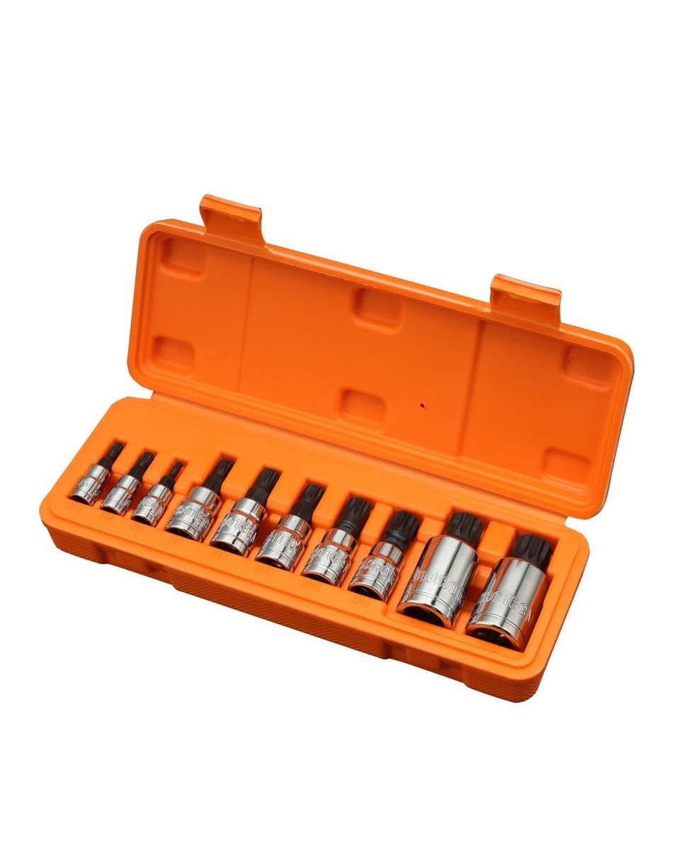 [ junjin ] JU JIAN TEC XZN Triple Square Spline Bit Socket Set, 10 Piece