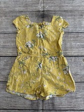 Old Navy Girls Size 6/7 Heavy Twill Yellow Floral Short Romper