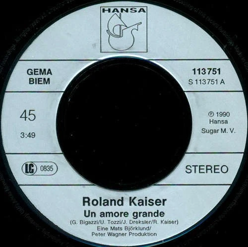 Roland Kaiser - Un Amore Grande 7" Single Vinyl Pop Schlager 41011 - Bild 3 von 4