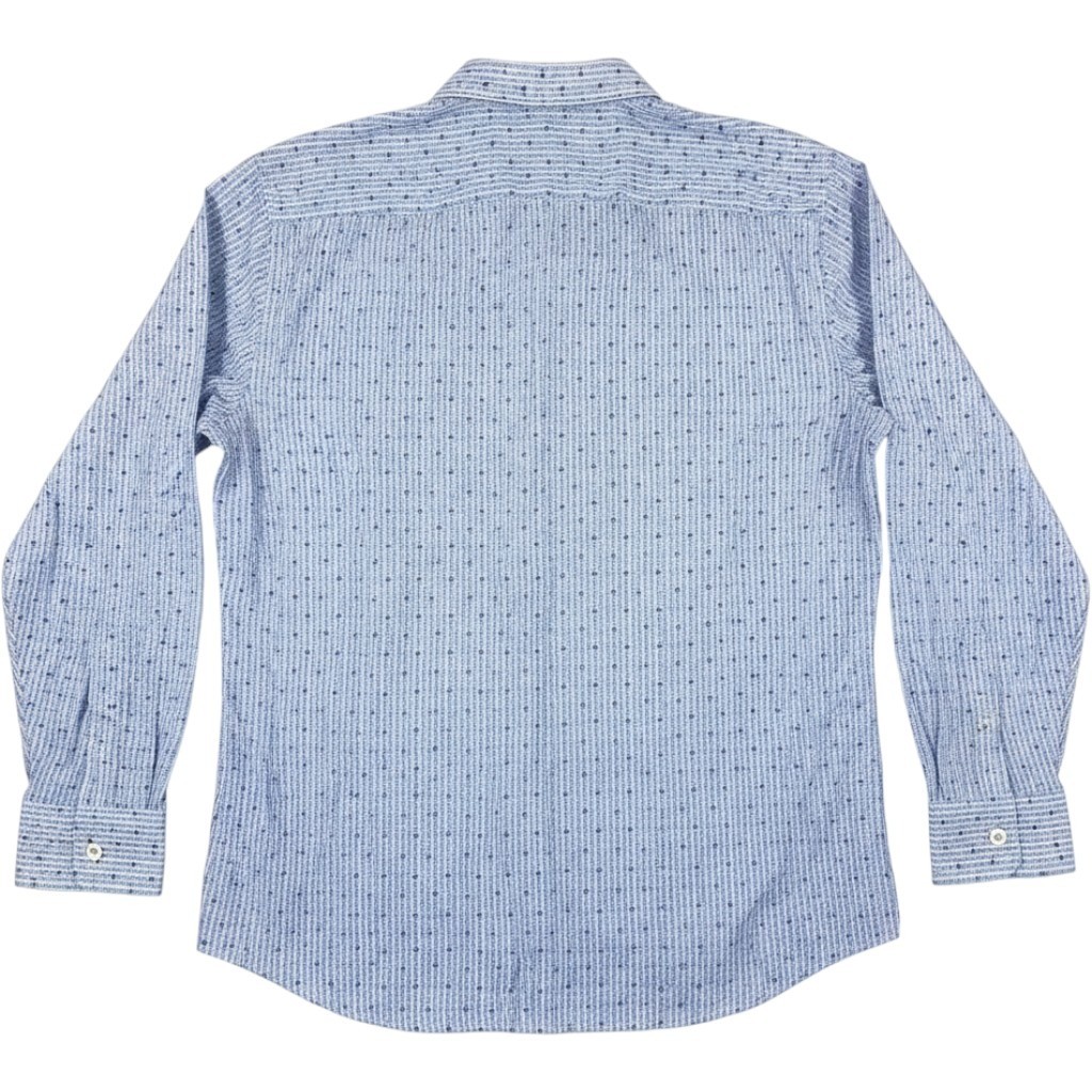 Bugatchi Mens Blue Geometric Print Shaped Fit Long Sleeve Button Down ...