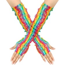 nemokamai Fishnet Fingerless Gloves, Neon Mesh One Size, Multicolor-big Hole