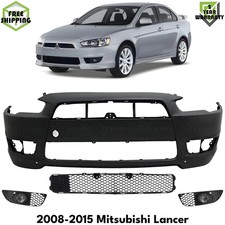 Front Bumper Cover Paintable Fog Lights Kit For 2008-2015 Mitsubishi Lancer Front Bumper Cover Paintable Fog Lights Kit For 2008-2015 Mitsubishi Lancer