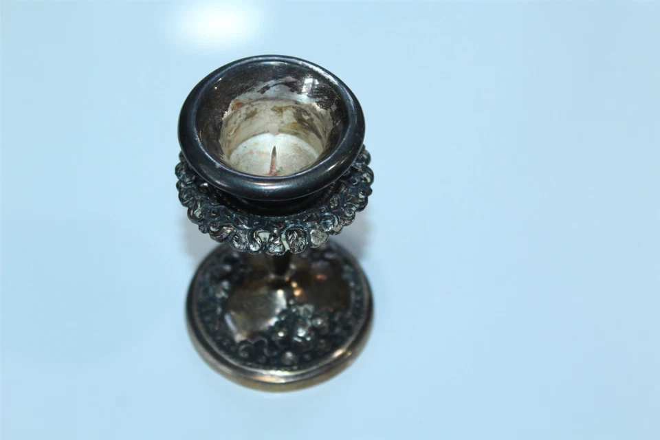 Candelabro de plata .800 vintage marcado .800 REAL con sello de 3" de alto Foto 2 de 4