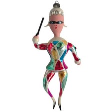 Vintage De Carlini Italian Blown Glass Harlequin Jester Christmas Ornament READ