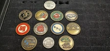 LOT OF 11, 1"-coin style Paint Golf Ball Markers, advertisements,  mix. Vintage