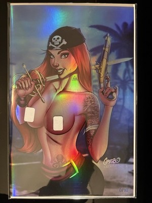 MJ Topless Tatted Pirate Cosplay Gregbo Watson Sketch Cover Collection Ltd Foil