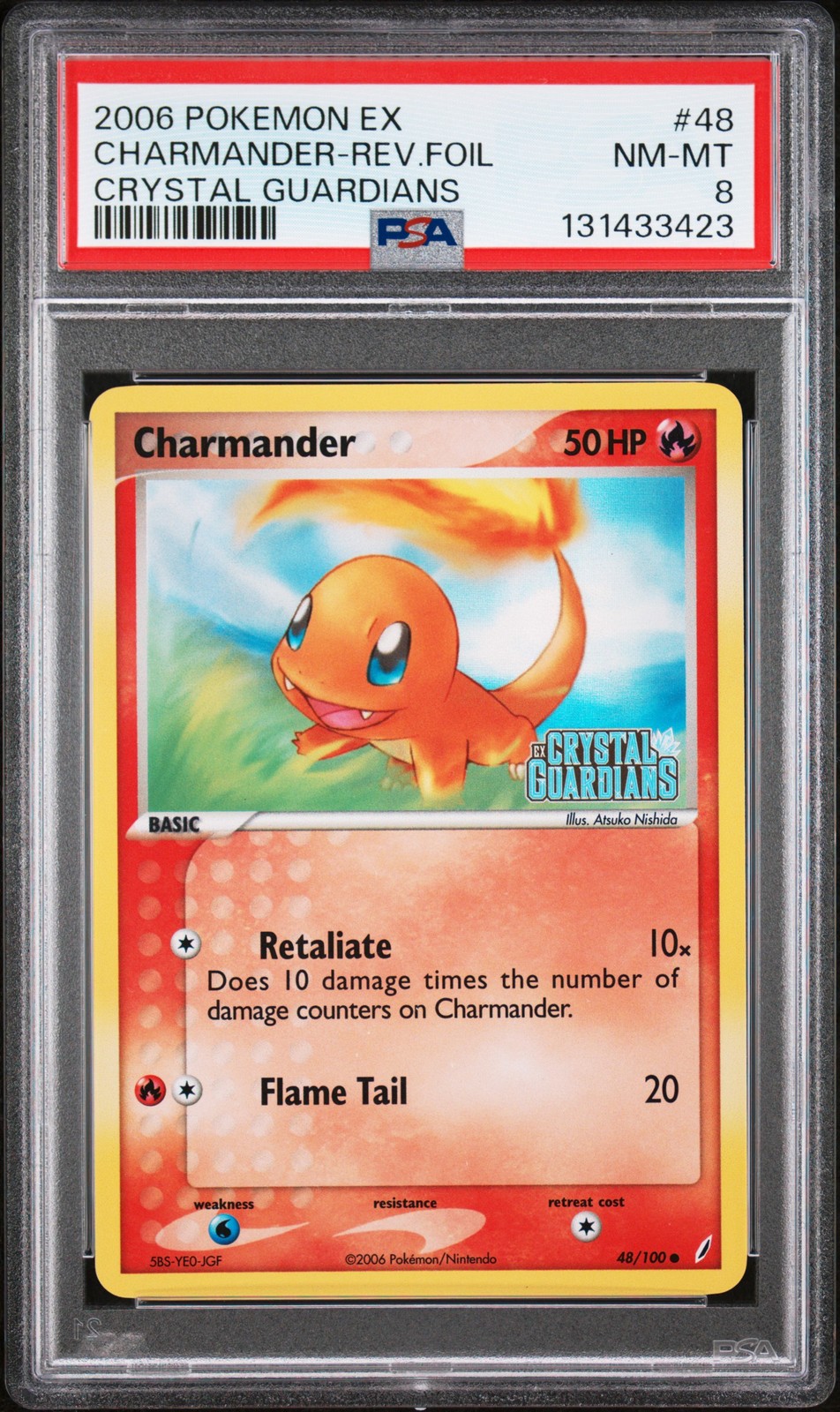2006 POKEMON EX CRYSTAL GUARDIANS #48 CHARMANDER-REVERSE FOIL PSA 8